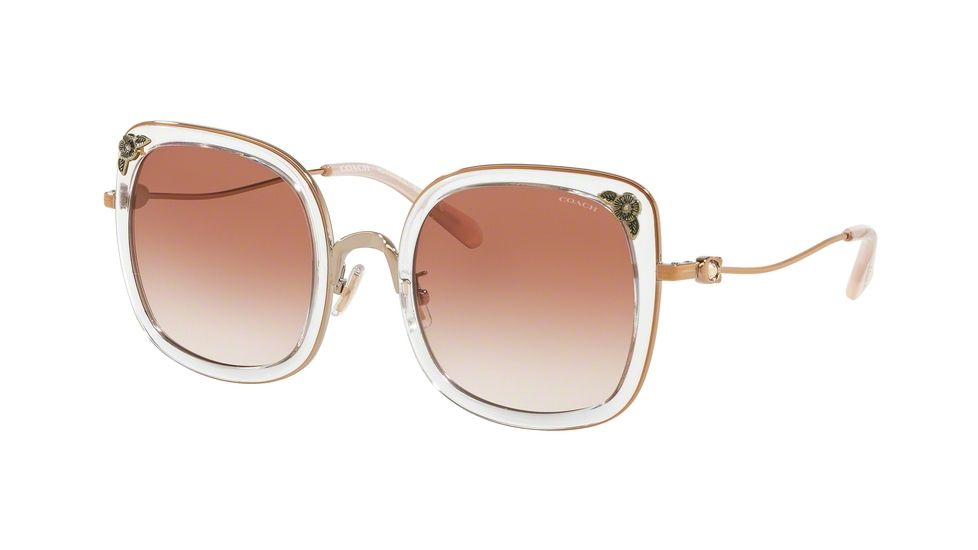 Coach L1081 HC7101B Progressive Prescription Sunglasses, 53mm, Shiny Rose Gold/Transparent Pink, HC7101B-933113-53-PRO
