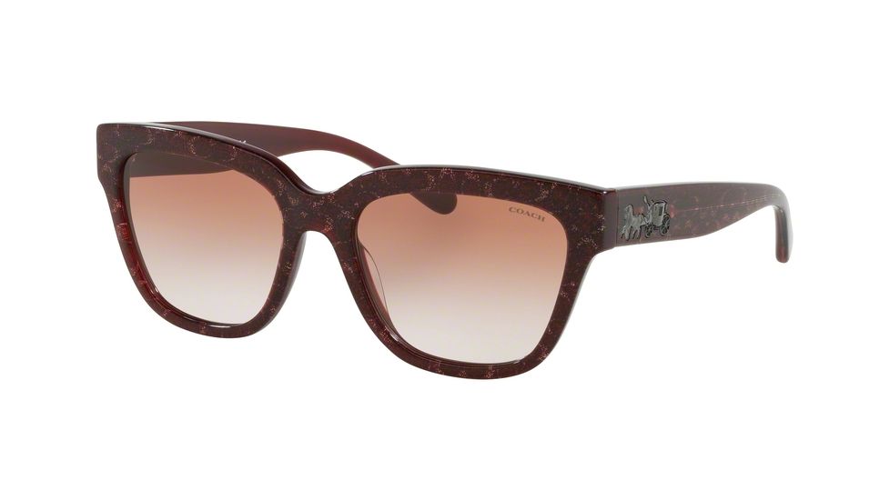 Coach L1076 HC8262F Progressive Prescription Sunglasses, 55mm, Burgundy Glitter, HC8262F-554513-55-PRO
