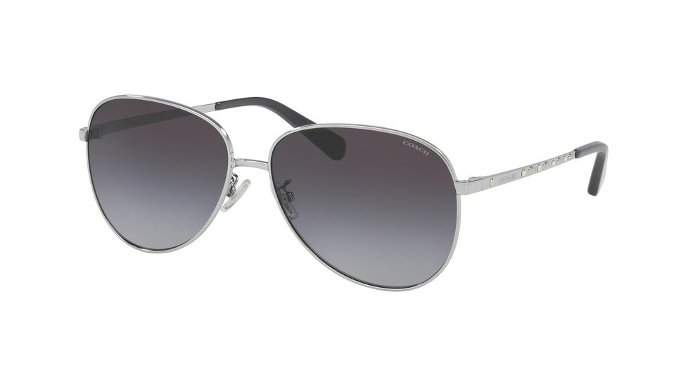Coach L1089 HC7094 Progressive Prescription Sunglasses, 60mm, Shiny Silver, HC7094-90018G-60-PRO