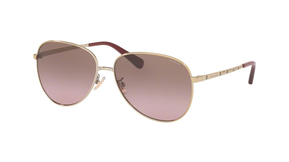 Coach L1089 HC7094 Progressive Prescription Sunglasses, 60mm, Shiny Light Gold, HC7094-900514-60-PRO