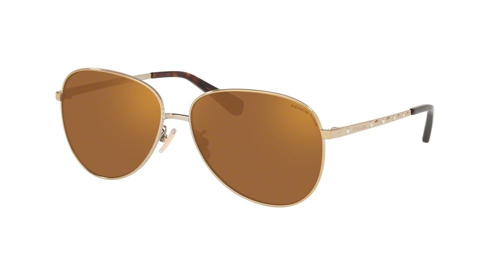 Coach L1089 HC7094 Progressive Prescription Sunglasses, 60mm, Shiny Light Gold, HC7094-90052T-60-PRO