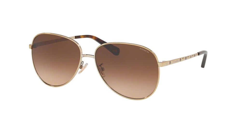 Coach L1089 HC7094 Progressive Prescription Sunglasses, 60mm, Shiny Light Gold, HC7094-900574-60-PRO