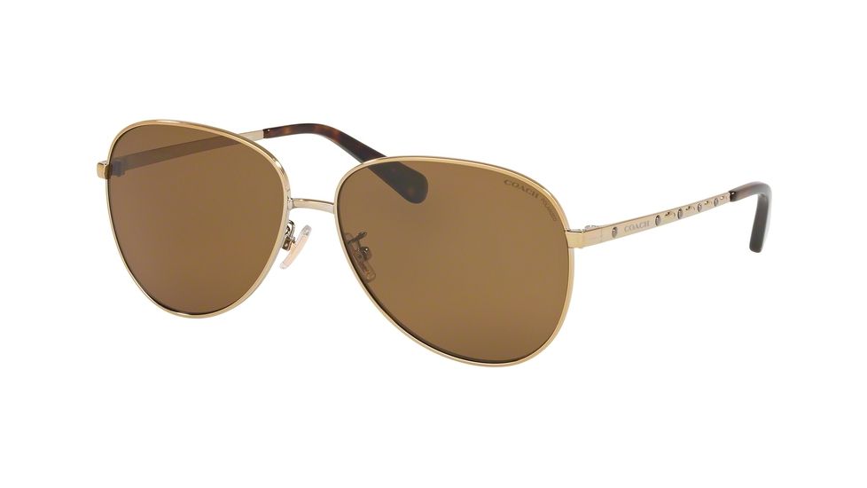 Coach L1089 HC7094 Progressive Prescription Sunglasses, 60mm, Shiny Light Gold, HC7094-900583-60-PRO