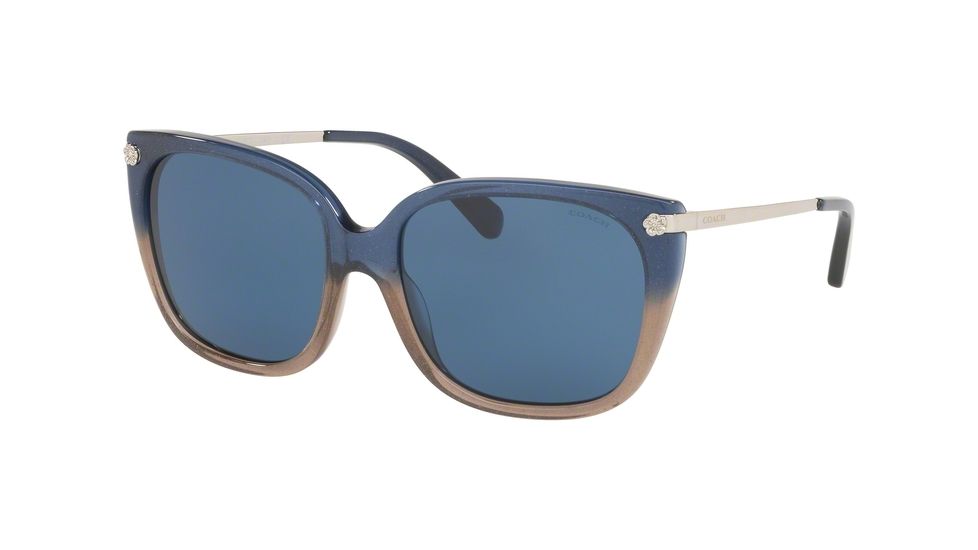 Coach L1097 HC8272 Bifocal Prescription Sunglasses, 56mm, Denim Glitter Gradient, HC8272-548980-56-BI