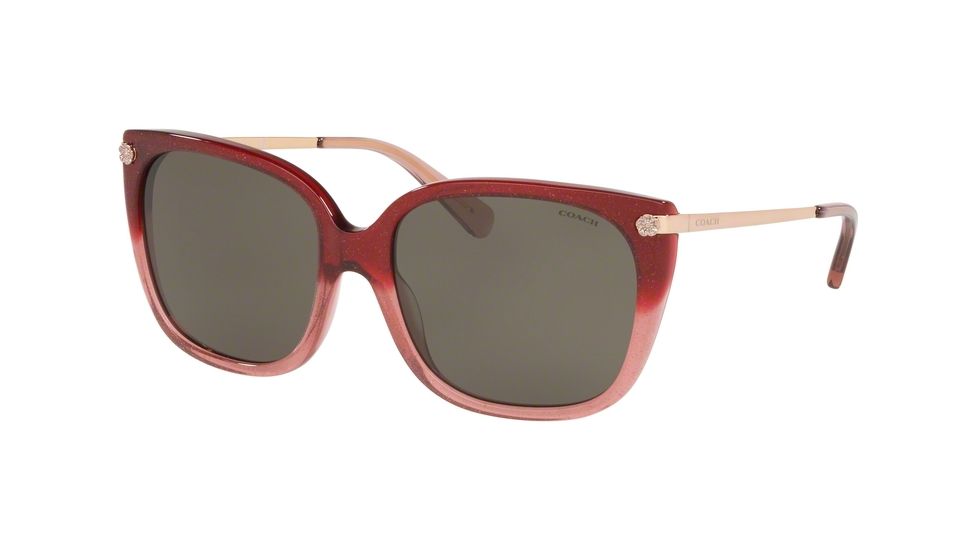 Coach L1097 HC8272 Bifocal Prescription Sunglasses, 56mm, Burgundy Glitter Gradient, HC8272-55513-56-BI