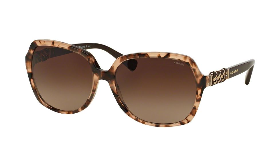 Coach L130 HC8155Q Progressive Prescription Sunglasses HC8155Q-532213-59 - Lens Diameter 59 mm, Frame Color Peach Tortoise/Dark Brown