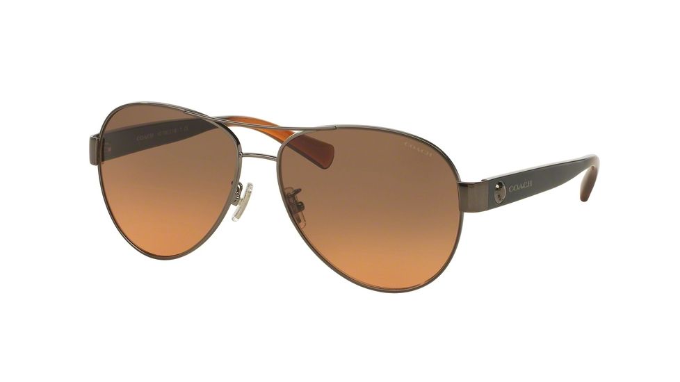 Coach L148 HC7063 Bifocal Prescription Sunglasses HC7063-926195-58 - Lens Diameter 58 mm, Frame Color Dark Silver/Crystal Grey Amber