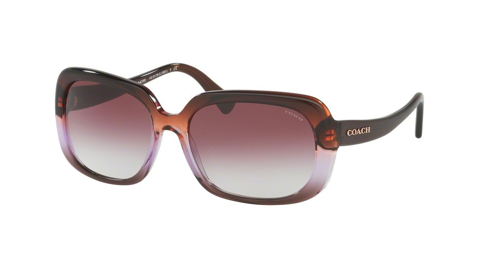 Coach L1592 HC8178F Bifocal Prescription Sunglasses HC8178F-54018H-57 - Lens Diameter 57 mm, Frame Color Purple Brown Gradient/Brown