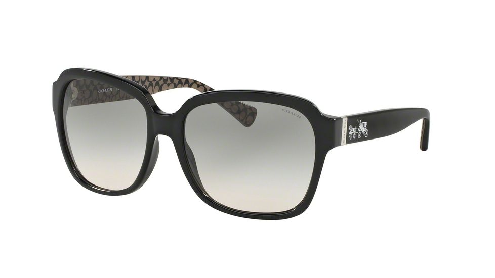 Coach L1603 HC8185F Progressive Prescription Sunglasses HC8185F-526111-58 - Lens Diameter 58 mm, Frame Color Black/Black Military Sig C
