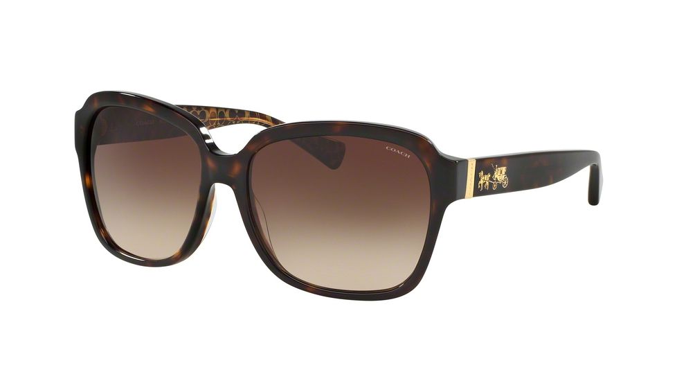 Coach L1603 HC8185F Progressive Prescription Sunglasses HC8185F-539413-58 - Lens Diameter 58 mm, Frame Color Dark Tort/Dark Tort Gold Sig C
