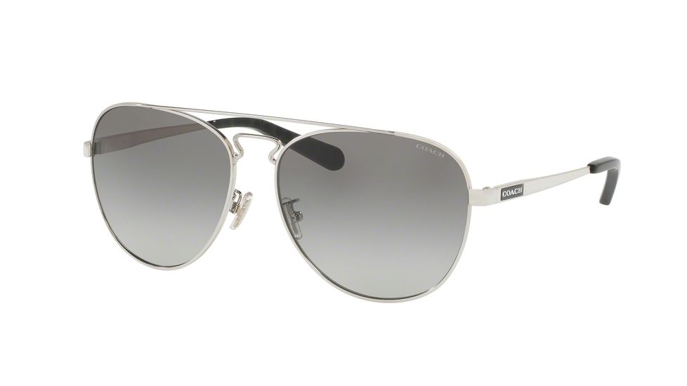 Coach L1614 HC7069 Single Vision Prescription Sunglasses HC7069-929411-60 - Lens Diameter 60 mm, Frame Color Silver/Black Gunmetal