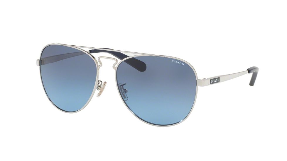 Coach L1614 HC7069 Single Vision Prescription Sunglasses HC7069-929617-60 - Lens Diameter 60 mm, Frame Color Silver Navy