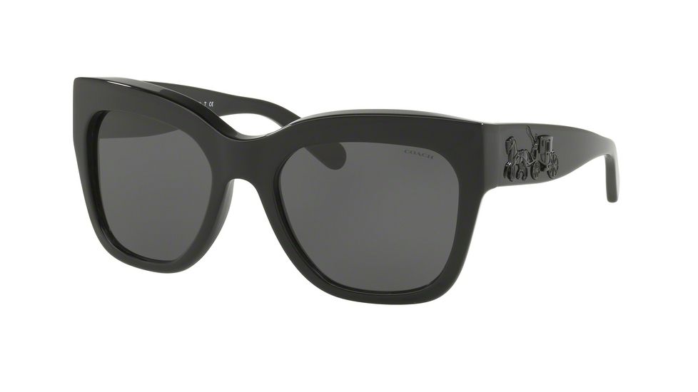 Coach L1649 HC8213 Sunglasses 500287-56 - Black Frame, Dark Grey Solid Lenses