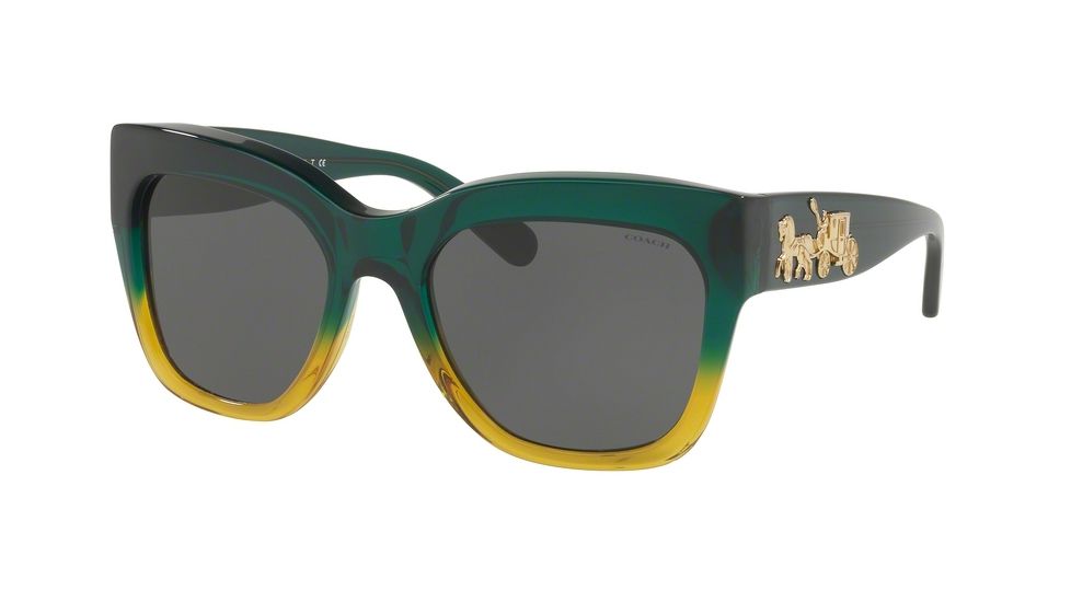 Coach L1649 HC8213 Sunglasses 548387-56 - Emerald Mustard Gradient Frame, Dark Grey Solid Lenses