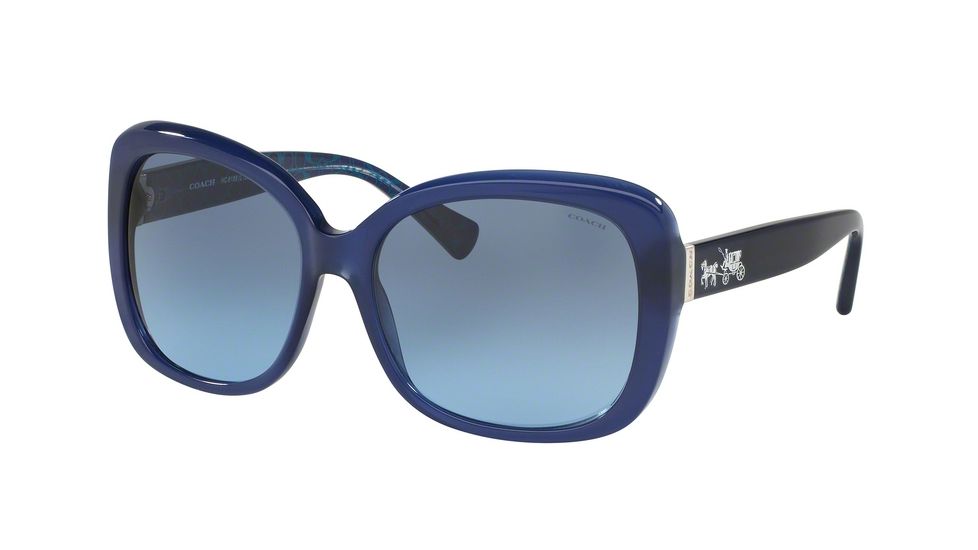 Coach L559 HC8158F Bifocal Prescription Sunglasses, 58mm, Milky Navy/Milky Navy Sig C, HC8158F-539717-58-BI