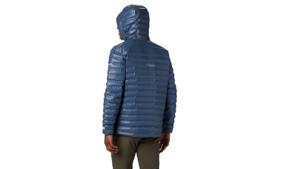 Columbia OutDry Ex Gold Down Hooded Jacket - Mens, Collegiate Navy Ripstop Print, Small, 1700411464-S