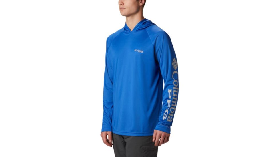 Columbia Terminal Tackle Hoodie - Men's, Cool Grey, Vivid Blue Logo, 2XL Waist, Long Inseam, 153617-020-2XT