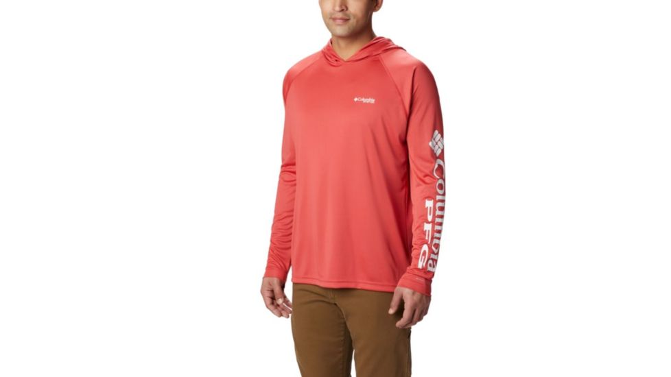 Columbia Terminal Tackle Hoodie - Men's, Sunset Red, White Logo, 5XL Waist, Long Inseam, 153617-683-5XT