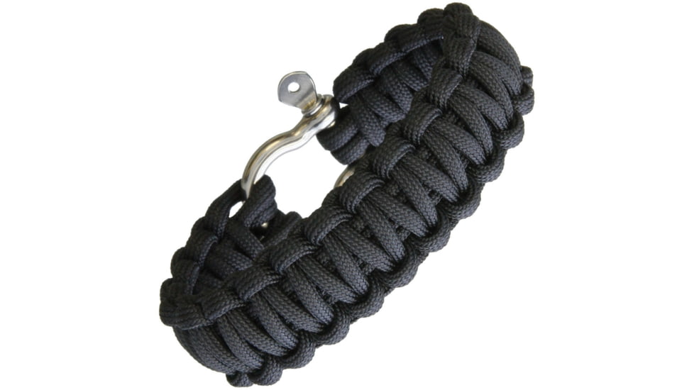 Combat Ready Survival Bracelet w/Black Paracord Construction, Black, Large, 9in, GG BLACK / CBR363
