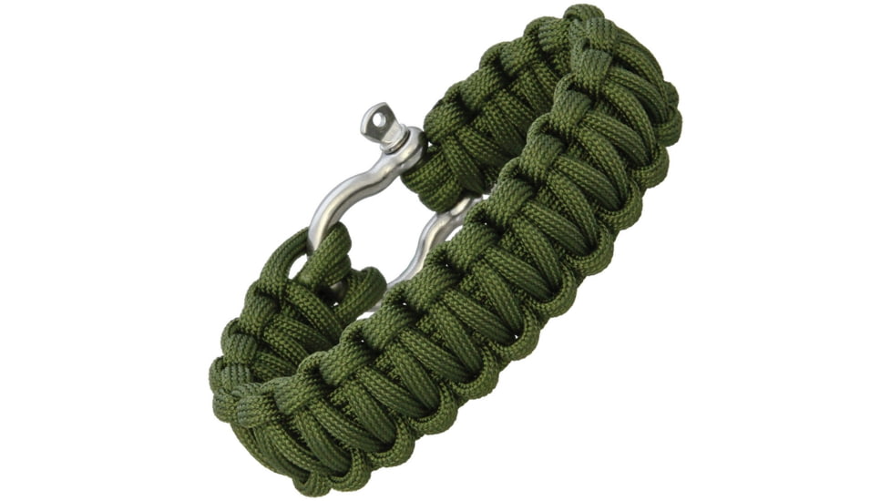 Combat Ready Survival Bracelet w/Black Paracord Construction, OD Green, Large, 9in, GG OD GREEN / CBR364