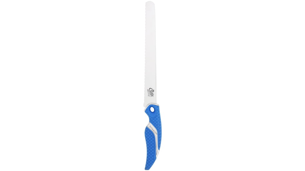 Cuda 9in Titanium Bonded Chunk Knive, Titanium Bonded Blade, Non-Slip Cuda Scale Pattern Grips, 18830