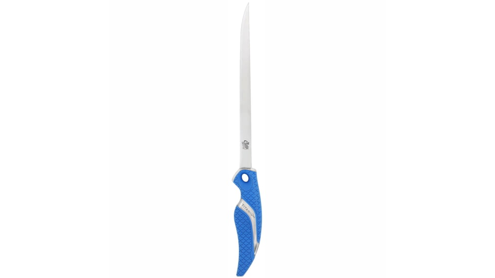 Cuda 9in Titanium Bonded Flex Fillet Knive, 4116 German Stainless Steel Blade, Non-Slip Cuda Scale Pattern Grips, 18832
