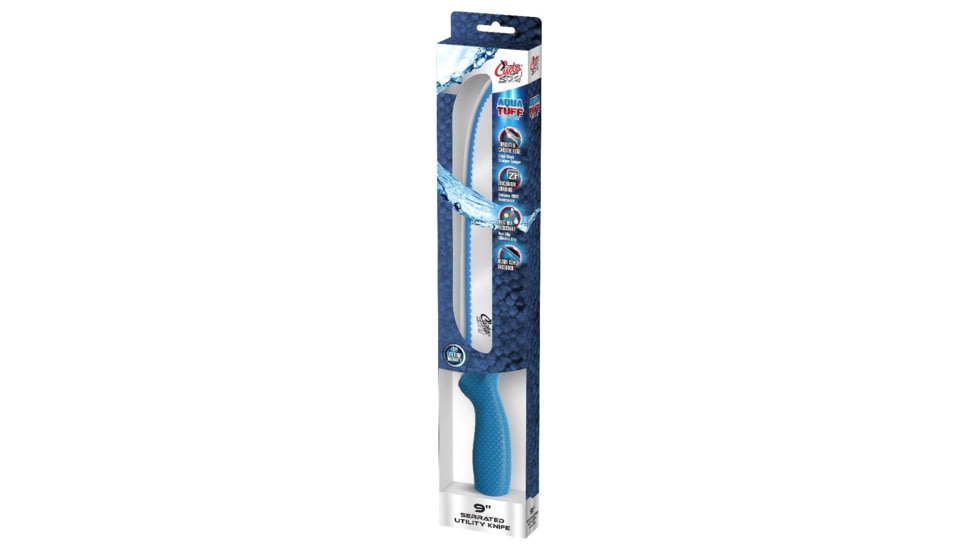 Cuda AquaTuff Serrated Utility Knife with Blade Cover, Blue, 9in, 23048