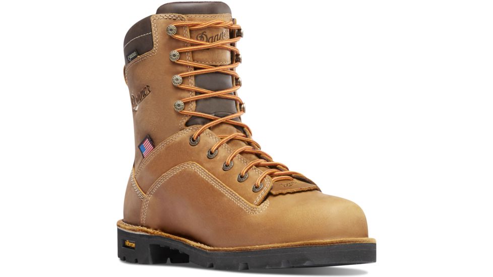 Danner Quarry USA 8in 400G Insulation Non-Metallic Toe Boots, Distressed Brown, 14EE, 17321-14EE