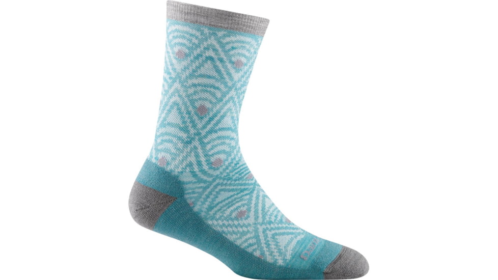 Darn Tough Deco Crew Lightweight Sock with Cushion - Womens, Aqua, Medium, 6078-AQUA-M-DARN
