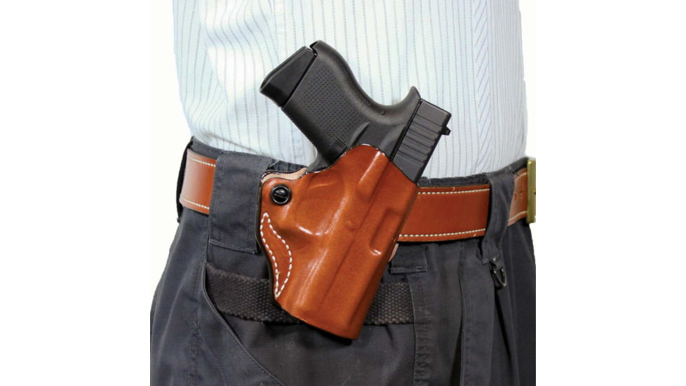 DeSantis Mini Scabbard Leather Belt Holsters - SIG Sauer, SIG P938, Left Hand, Plain, Tan, 019TB37Z0