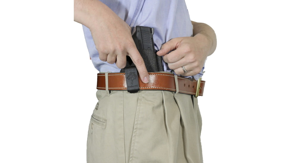DeSantis Slim-Tuk Leather IWB Holster Sig P365 w/ Surefire XSC/Sig P365 XL w/ Surefire XSC, Ambidextrous, Black, 137KJ9VZ0