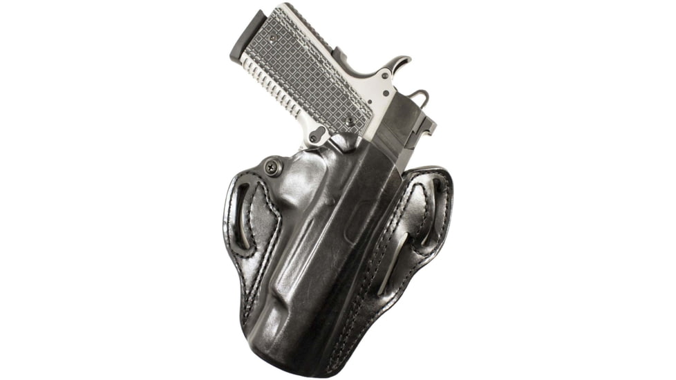 DeSantis Speed Scabbard Leather OWB Belt Holsters, Taurus Judge Public Defender, UltraLite 2in Barrel w/ 2.5in, Cylinder 4510PD, Right Hand, Plain, Black, 002BAI6Z0