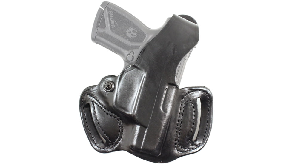 DeSantis Thumb Break Mini Slide Leather OWB Holster, H&amp;K CC9 with or w/o Red Dot, Left Hand, Leather Construction, Matte Finish, Black, 085BB7ZZ0
