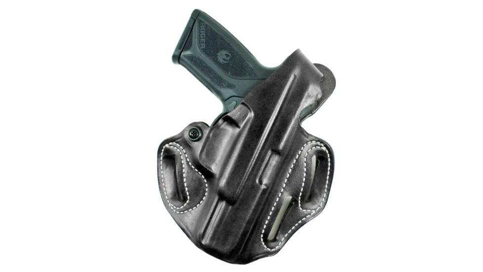 DeSantis Thumb Break Scabbard Leather Holsters, Kimber K6S 3in, Left, Plain, Black, 001BB6IZ0