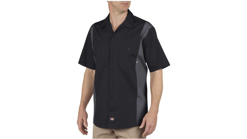 Dickies - Industrial Color Block Short Sleeve Shirt, Black/charcoal - LS524BKCH2X