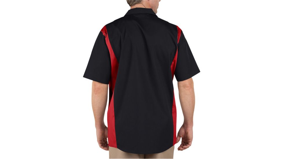 Dickies - Industrial Color Block Short Sleeve Shirt, Black/english Red - LS524BKERXL