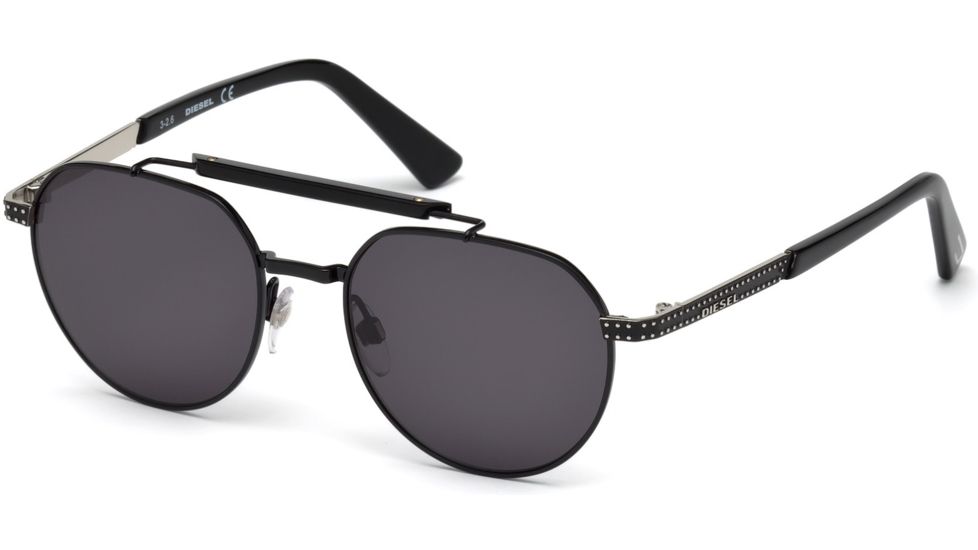 Diesel DL0239 Eyewear - Unisex - Sunglasses - Shiny Black Frame Color, Smoke Lens Color