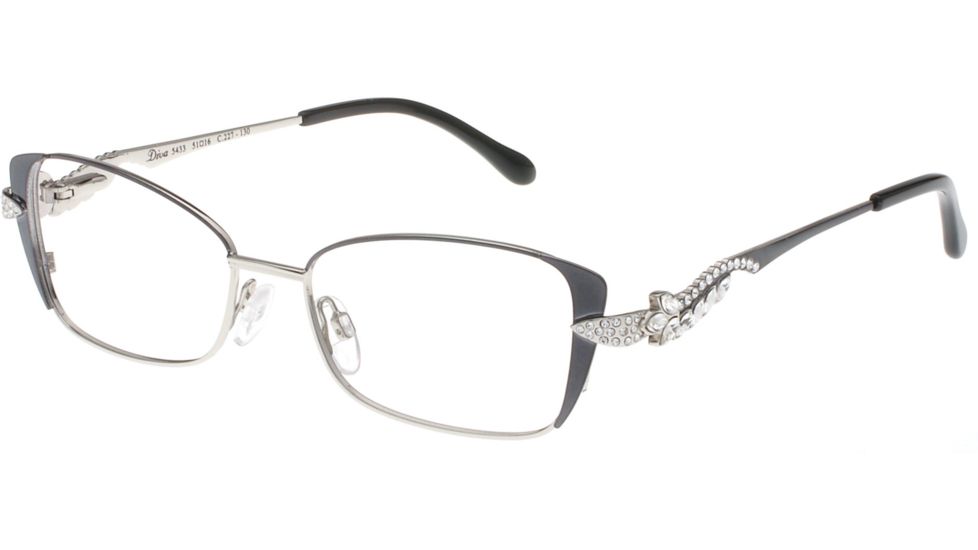 Diva 5433 Eyeglass Frames, Female,, Anthracite-Silver Frame, 51-16-130 5433-227