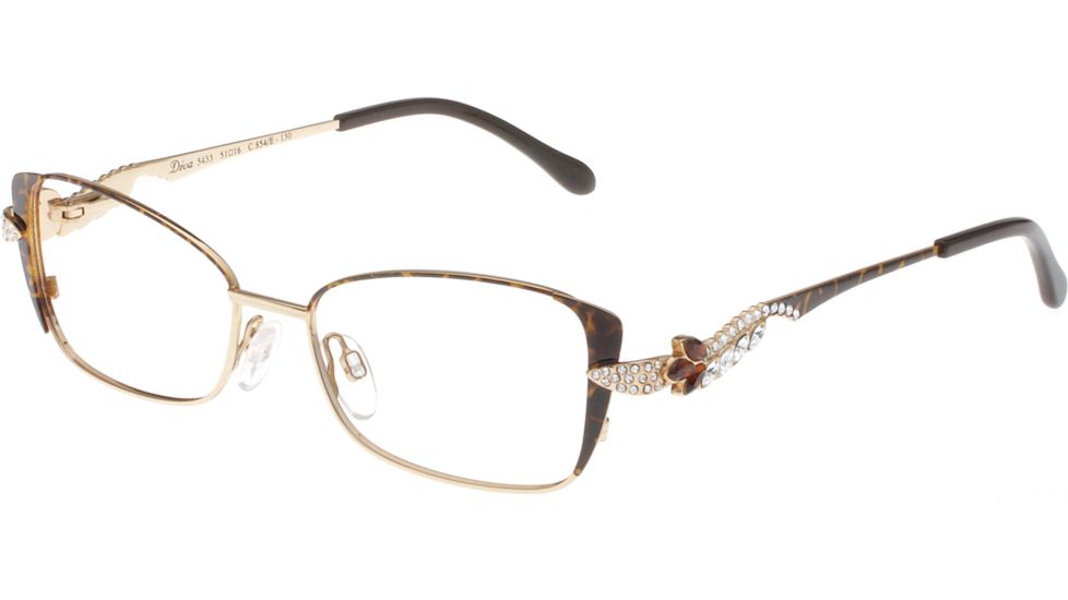 Diva 5433 Eyeglass Frames, Female,, Brown-Leopard-Gold Frame, 51-16-130 5433-854E