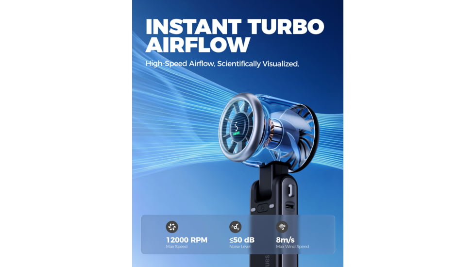 Diveblues N607D JetForce Handheld Fan, Blank, N607DNEW-BK-GY