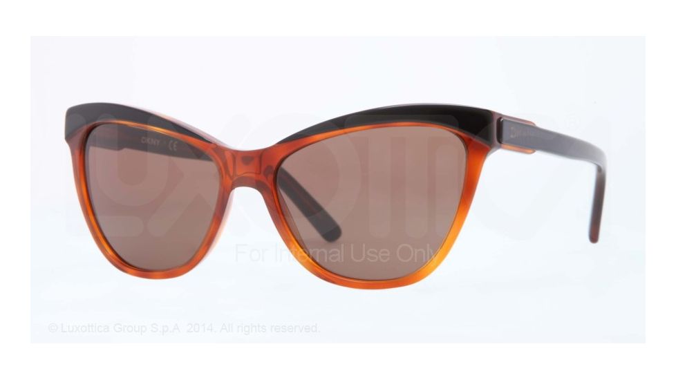 DKNY DY4116 Single Vision Prescription Sunglasses DY4116-363973-56 - Lens Diameter 56 mm, Frame Color Top Black On Tr Havana