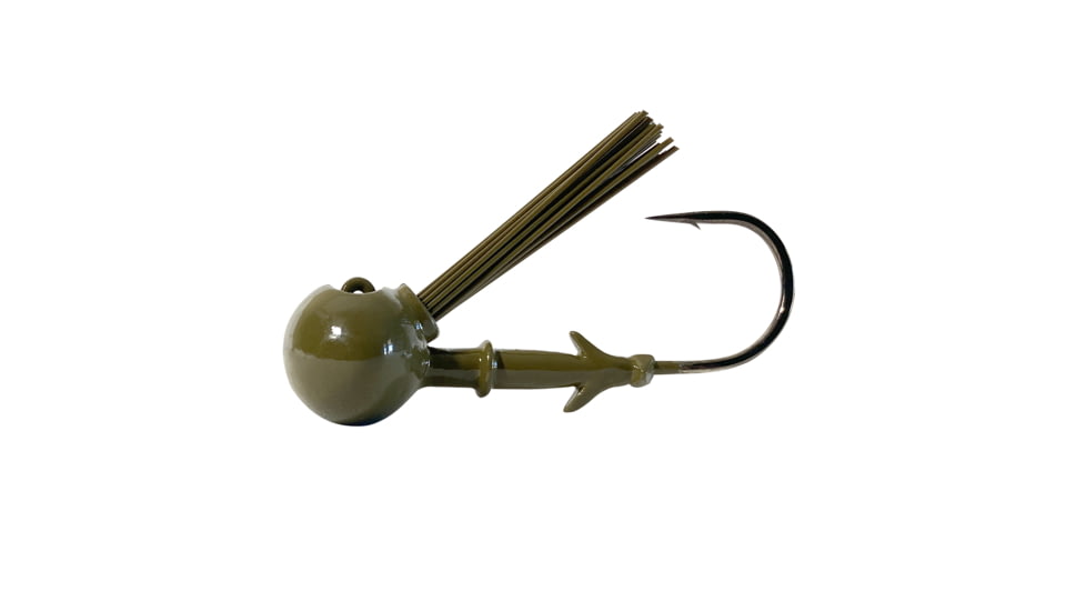 Dobyns Football Head with Weed Guards, 3/4oz, 3pk, Green Pumpkin, FB HD W/GRD GRN PM 3/4 3PK