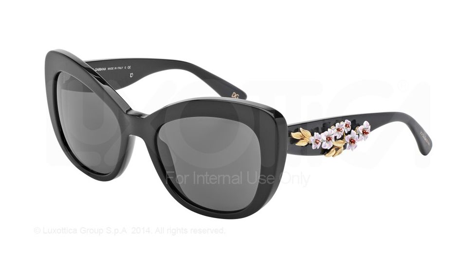 Dolce&amp;Gabbana ALMOND FLOWERS DG4230M Single Vision Prescription Sunglasses DG4230M-501-87-54 - Lens Diameter 54 mm, Frame Color Black