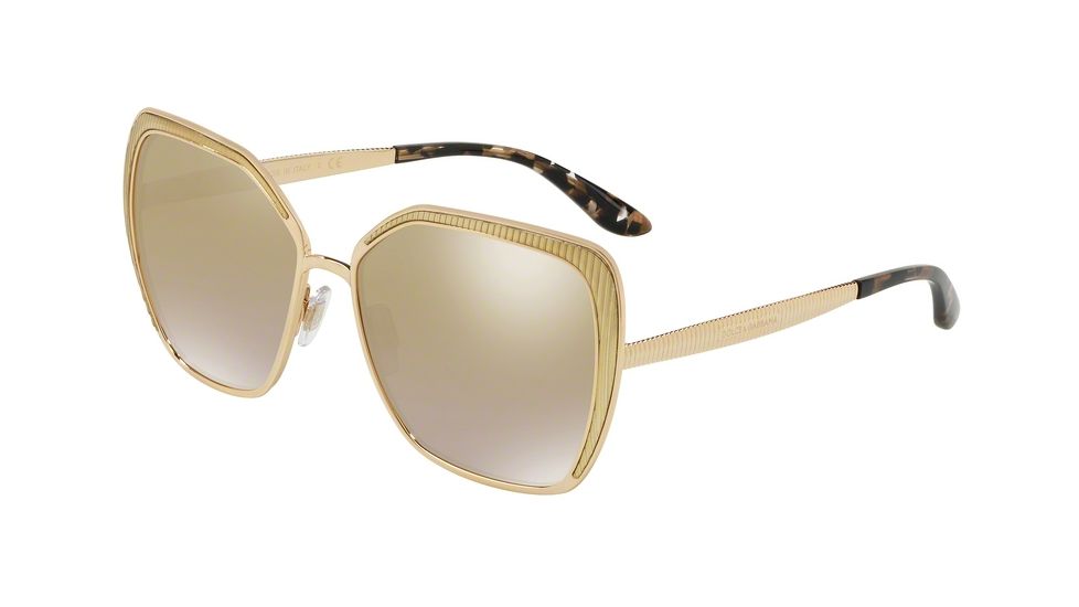 Dolce&amp;Gabbana DG2197 Sunglasses 02/6E-56 - Gold Frame, Gradient Brown Mirror Gold Lenses