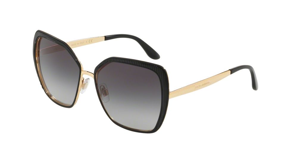 Dolce&amp;Gabbana DG2197 Sunglasses 13128G-56 - Matte Black/Gold Frame, Grey Gradient Lenses
