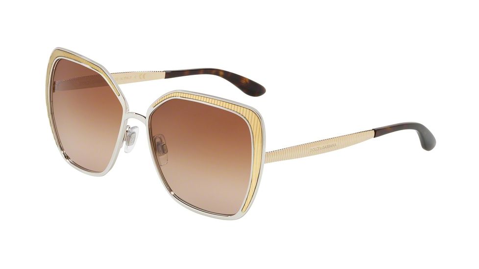 Dolce&amp;Gabbana DG2197 Sunglasses 131313-56 - Silver Frame, Brown Gradient Lenses