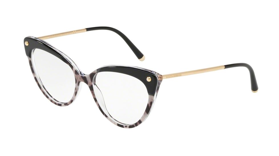 Dolce&amp;Gabbana DG3291 Eyeglass Frames 3174-52 - Top Black On Duble Leoprint Frame