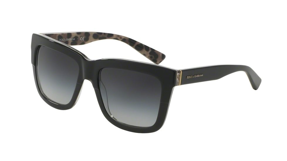 Dolce&amp;Gabbana DG4262 Sunglasses 28578G-54 - Top Black On Leo Frame, Grey Gradient Lenses