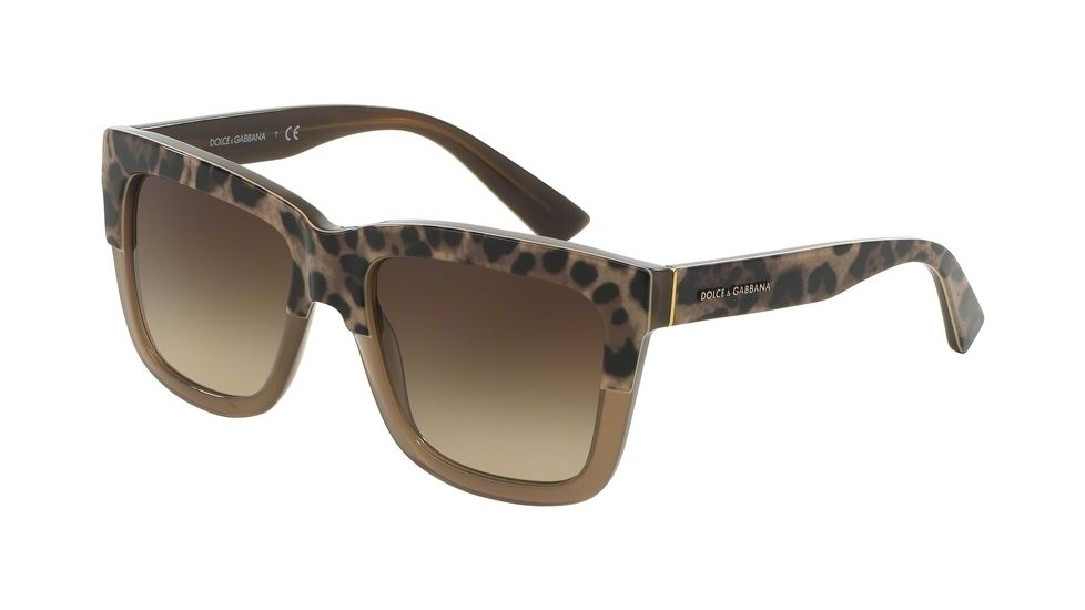 Dolce&amp;Gabbana DG4262 Sunglasses 296713-54 - Print Leo On Opal Mud Frame, Brown Gradient Lenses