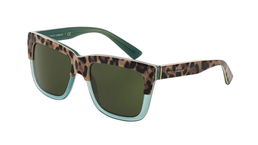 Dolce&amp;Gabbana DG4262 Sunglasses 297171-54 - Print Leo On Opal Green Frame, Grey Green Lenses
